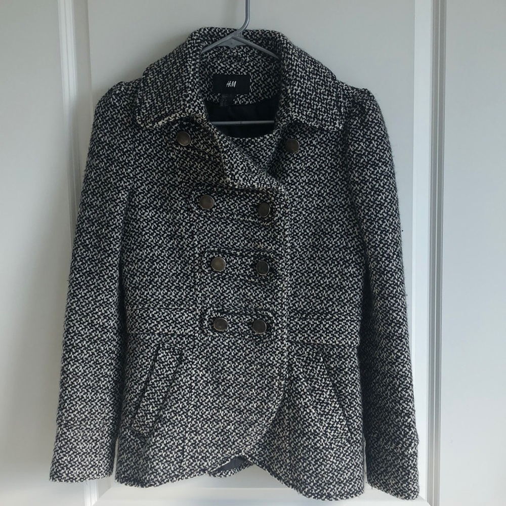 H&M Black and White Pea Coat